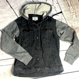 Forever 21 EUC denim and cotton jacket removable hood